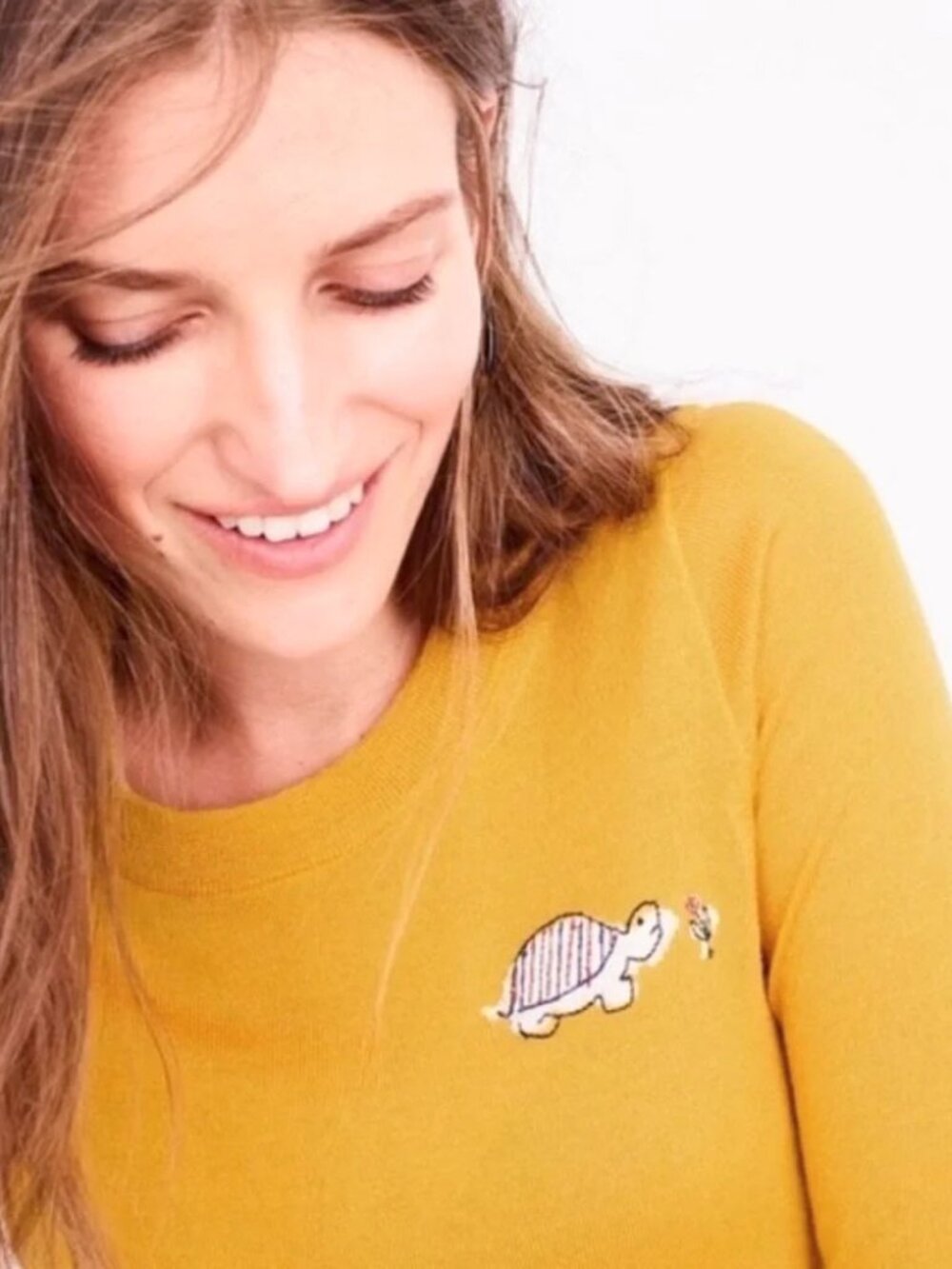 J. CREW Tippi Sweater Mustard Yellow Turtle Extra Small*